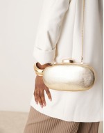 textured metallic clutch bag in gold