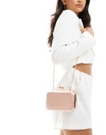 box clutch bag in blush satin