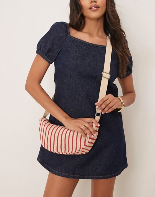 stripe sling bag in red
