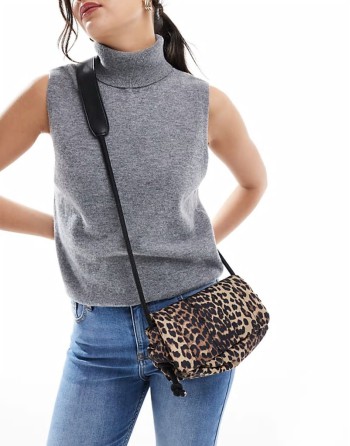 padded crossbody bag in leopard print