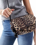 padded crossbody bag in leopard print