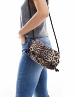 padded crossbody bag in leopard print