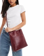 croc crossbody bag in burgundy