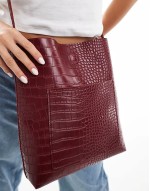 croc crossbody bag in burgundy