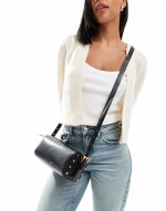 Miro leather barrel crossbody bag in black