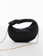 satin knot detail bag in black
