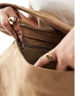 soft touch shoulder bag in brown