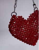 heart beaded bag in red