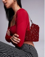 heart beaded bag in red