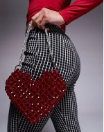 heart beaded bag in red