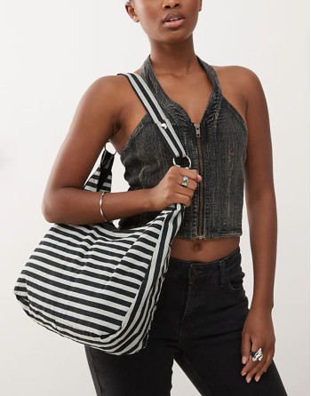 Aimi stripe bag in grey black