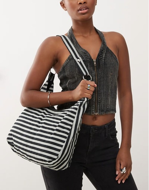 Aimi stripe bag in grey black