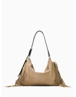 Edbury suede fringe shoulder bag in mink brown