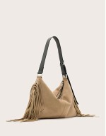 Edbury suede fringe shoulder bag in mink brown