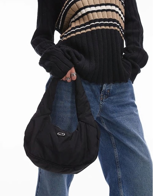 Resume shoulder bag with logo in black