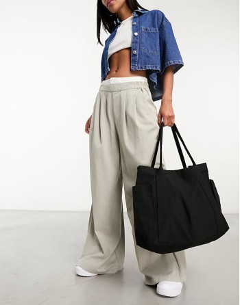 40% New oversized heavyweight canvas tote bag in black