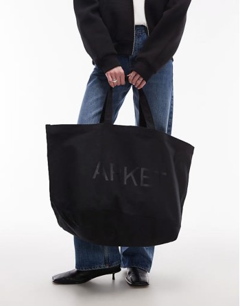 oversized canvas tote bag in black