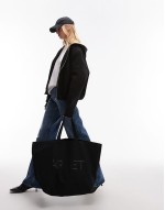oversized canvas tote bag in black