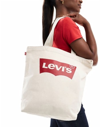 tote bag with batwing logo in ecru