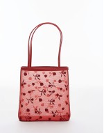 floral detail mesh bag in red