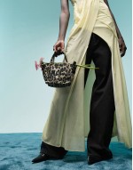 mini tote bag in khaki leopard