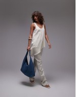 large suede tote in blue