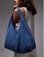 large suede tote in blue