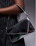 Mel clutch bag with detachable straps in silver