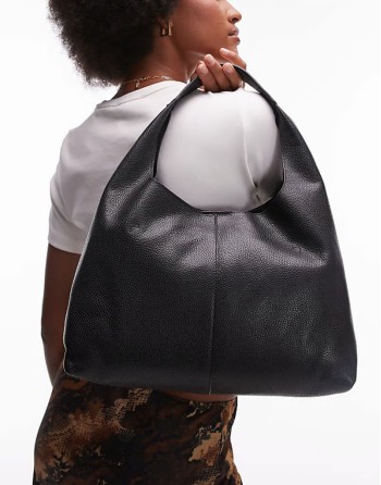 small leather tote bag in black