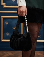 embellished velvet bag in black